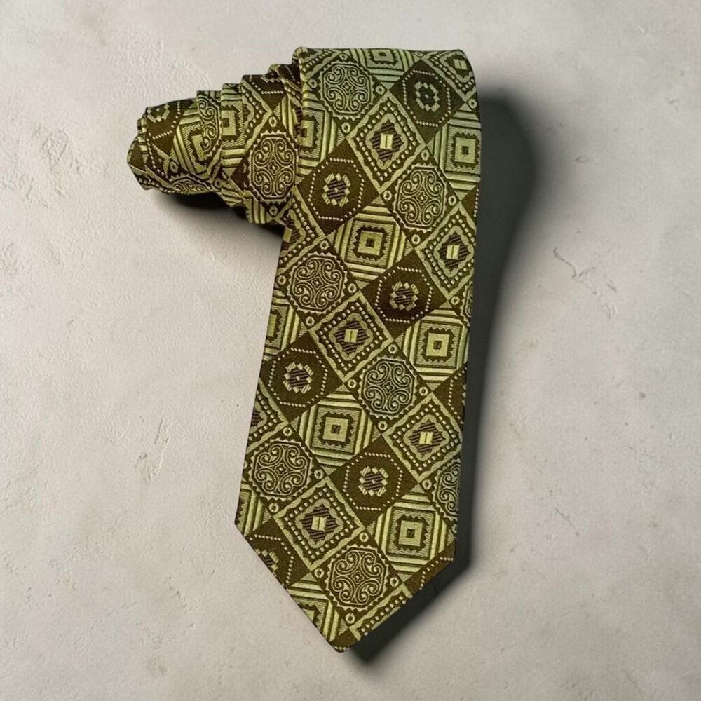 Vintage Beau Brummell Tie 1960s Ralph Lauren Era Wide Mod Geometric Jacquard
